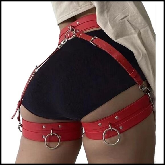 Punk Body Chain Belt PU Leather Adjustable Goth Harness Lingerie Accessory main image 5
